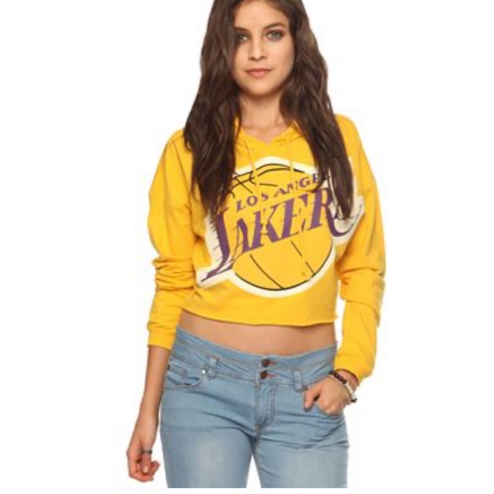 Hardwood Classics Los Angeles Lakers Crop Hoodie